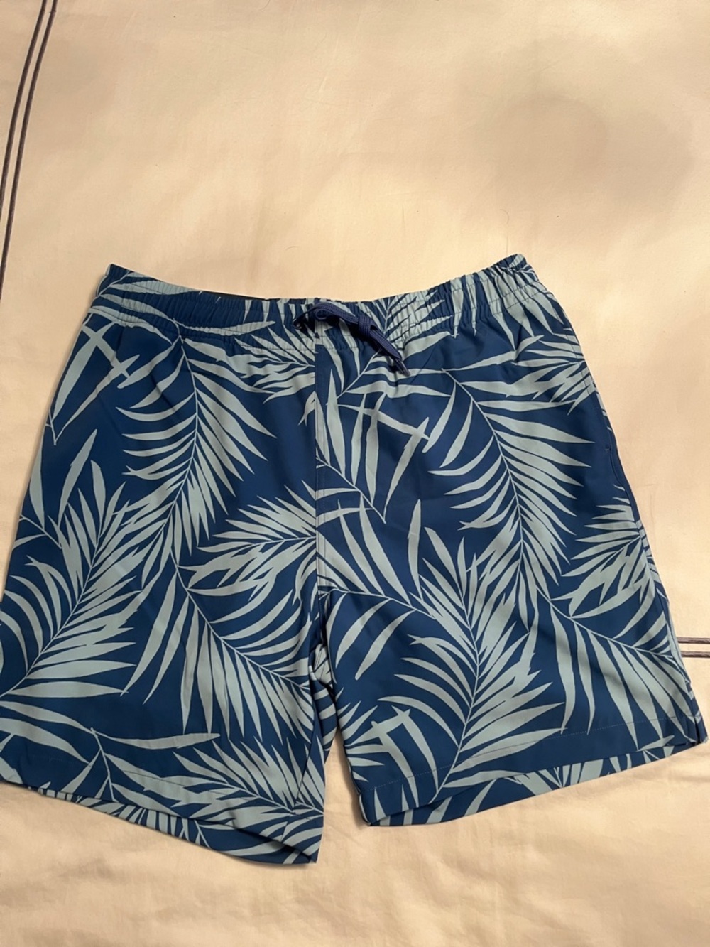 Men's Blue Palm-Print Swim Shorts